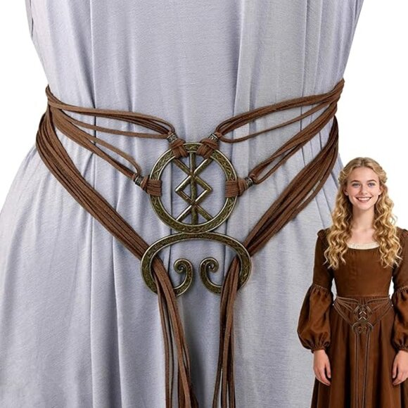 Women\'s Renaissance Belt Medieval Punk Viking Cosplay Brown Boho main image 4